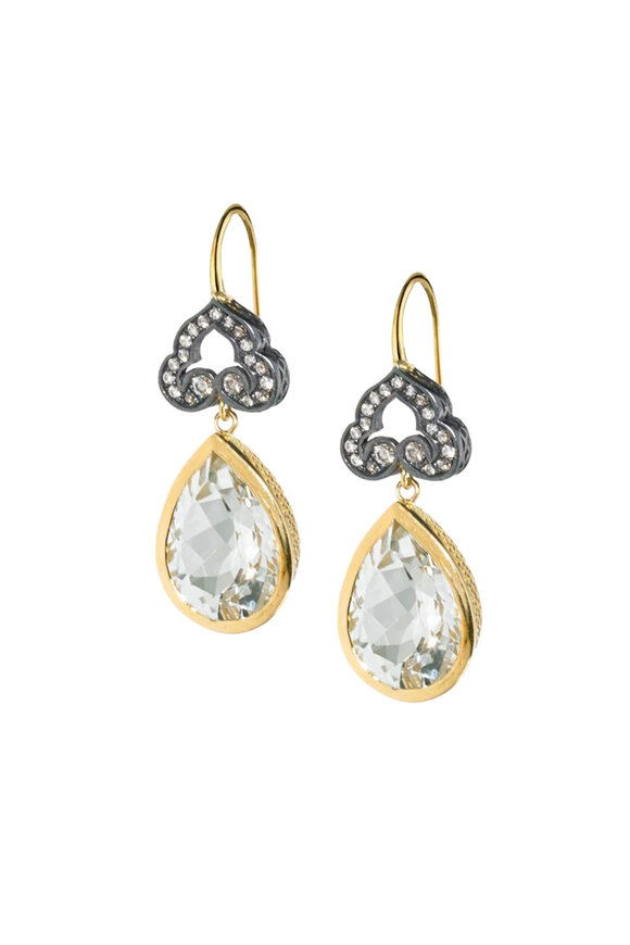 Ray Griffiths - Silver & Gold Diamond & Topaz Drop Earrings