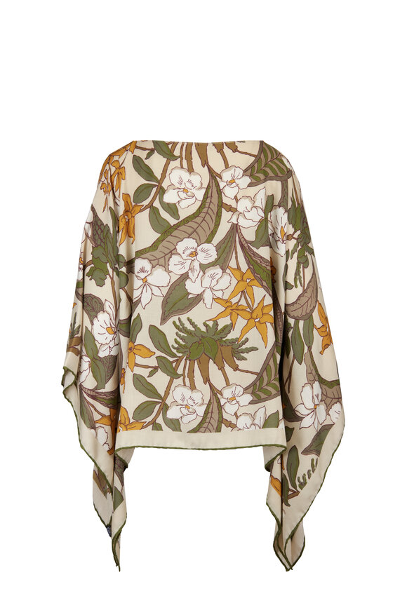 Rani Arabella Olive Floral Print Poncho - view 2