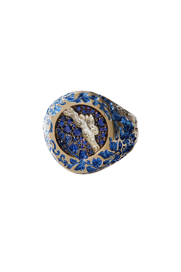 Castro Smith Moon & Rabbit Blue Sapphire Ring - view 2