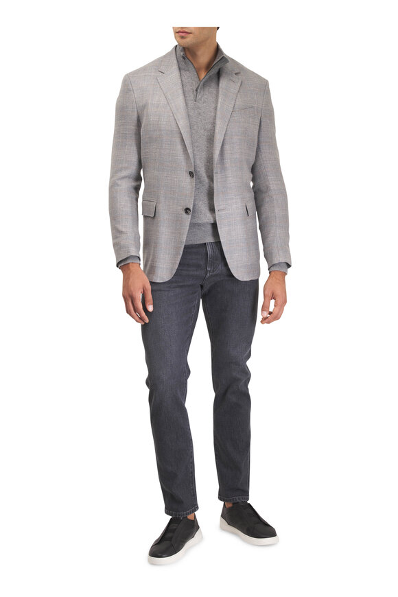 Zegna Gray Oasi Cashmere Quarter Zip Pullover - view 2
