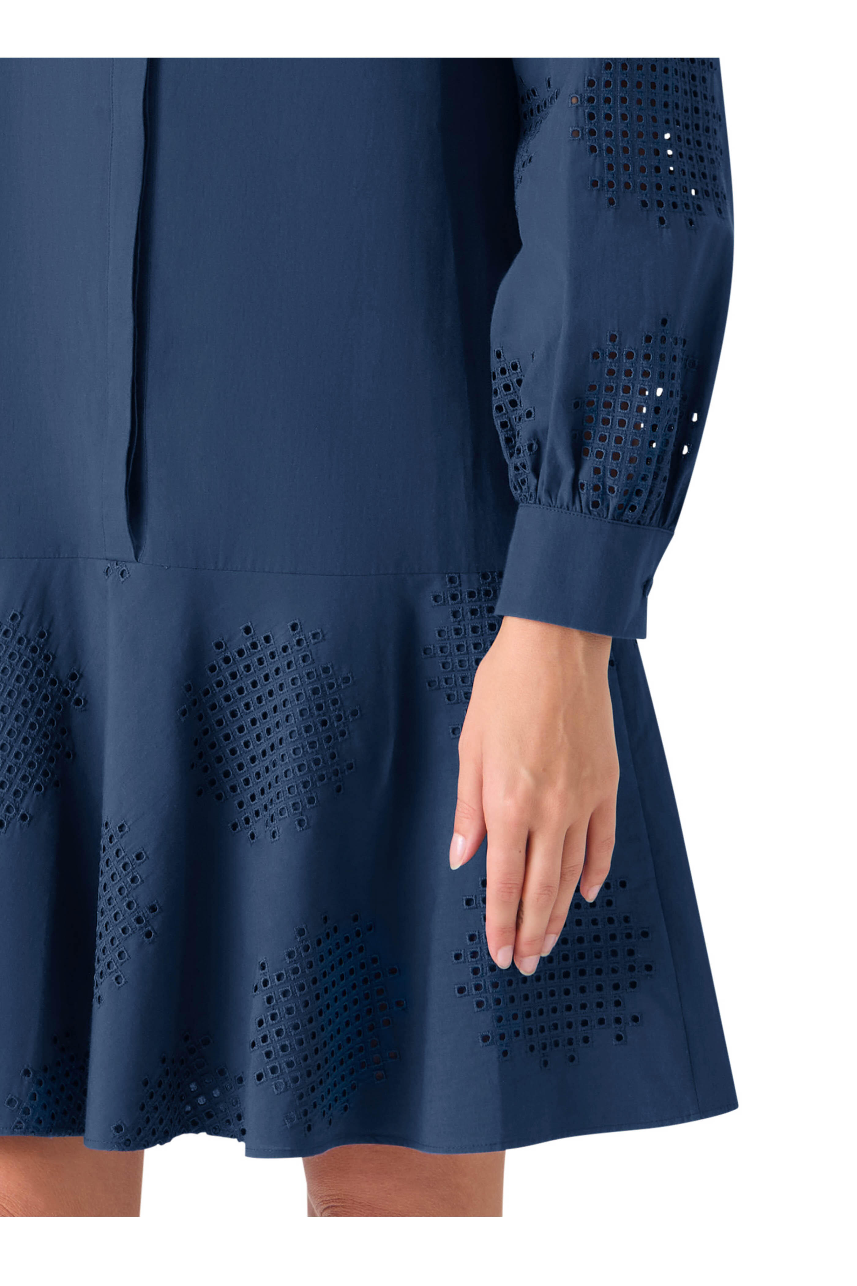 Akris Punto - Embroidered Dark Blue Eyelet Poplin Mini Dress - view 5