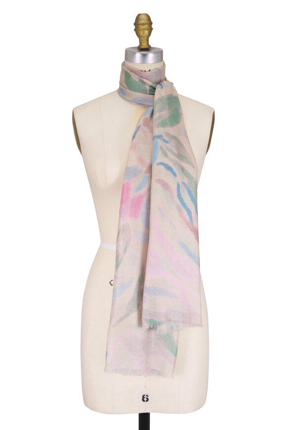Kinross Pebble Multicolor Soft Floral Print Scarf