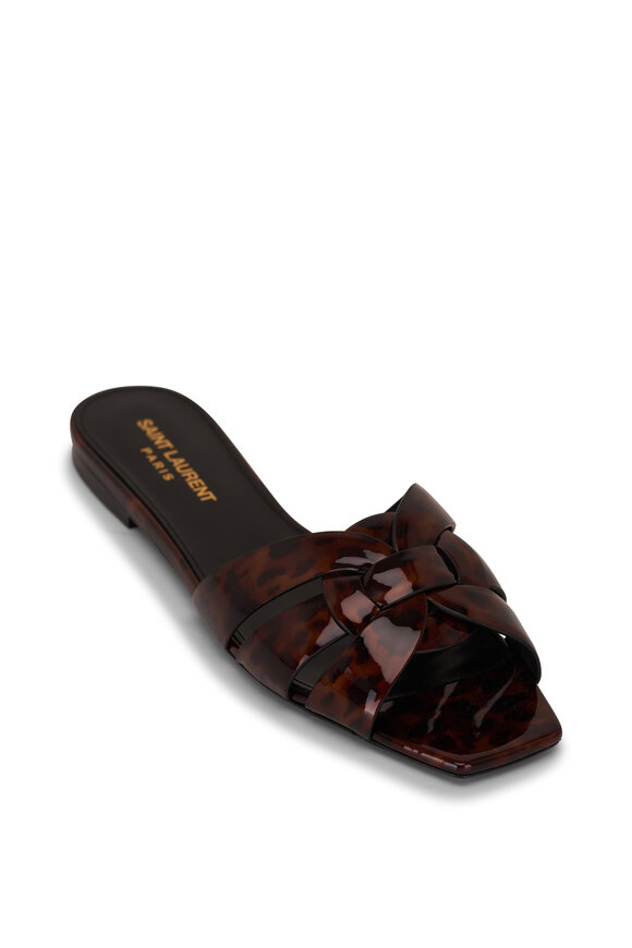 Saint Laurent - Tribute Tortoiseshell Patent Leather Sandal