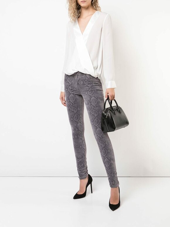 J Brand - Maria Velvet Printed High-Rise Skinny Jean