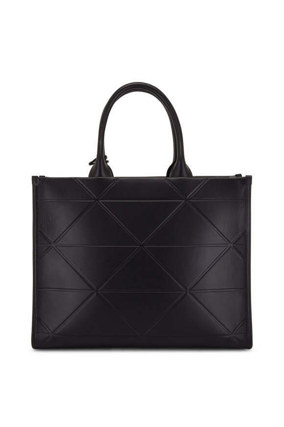 Prada - Black Triangle Quilted Soft Leather Medium Tote