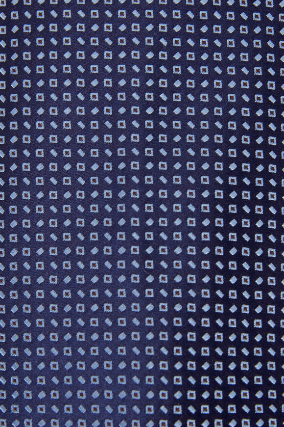 Brioni - Blue & Light Blue Square Pattern Silk Necktie