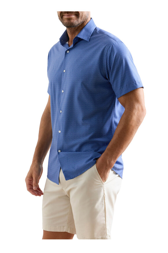 Peter Millar Blue Jackson Performance Poplin Sport Shirt - view 2