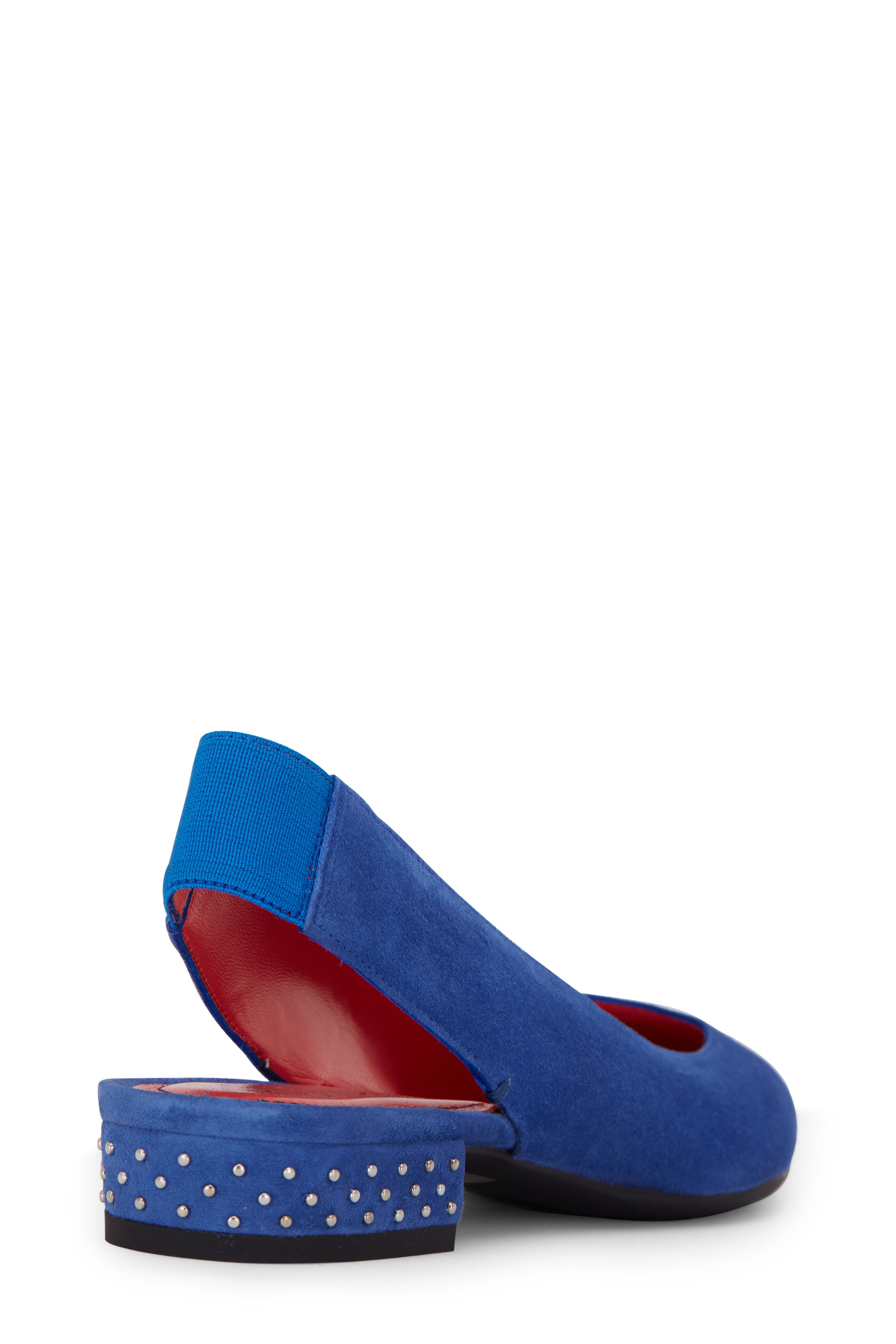 Pas de Rouge - Janet Denim Blue Suede Studded Slingback, 25mm