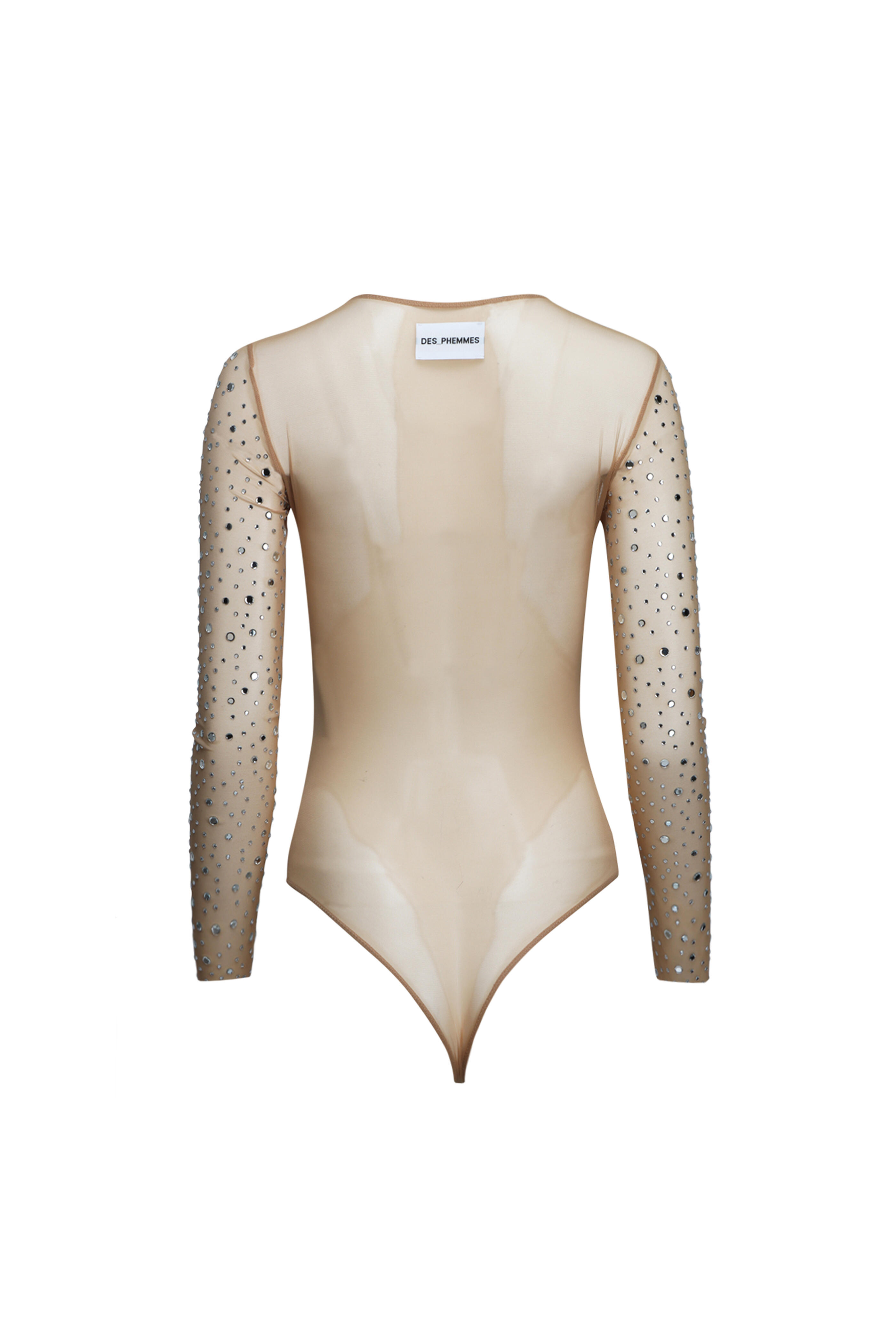 Des Phemmes - Crystal Embellished Tulle Bodysuit