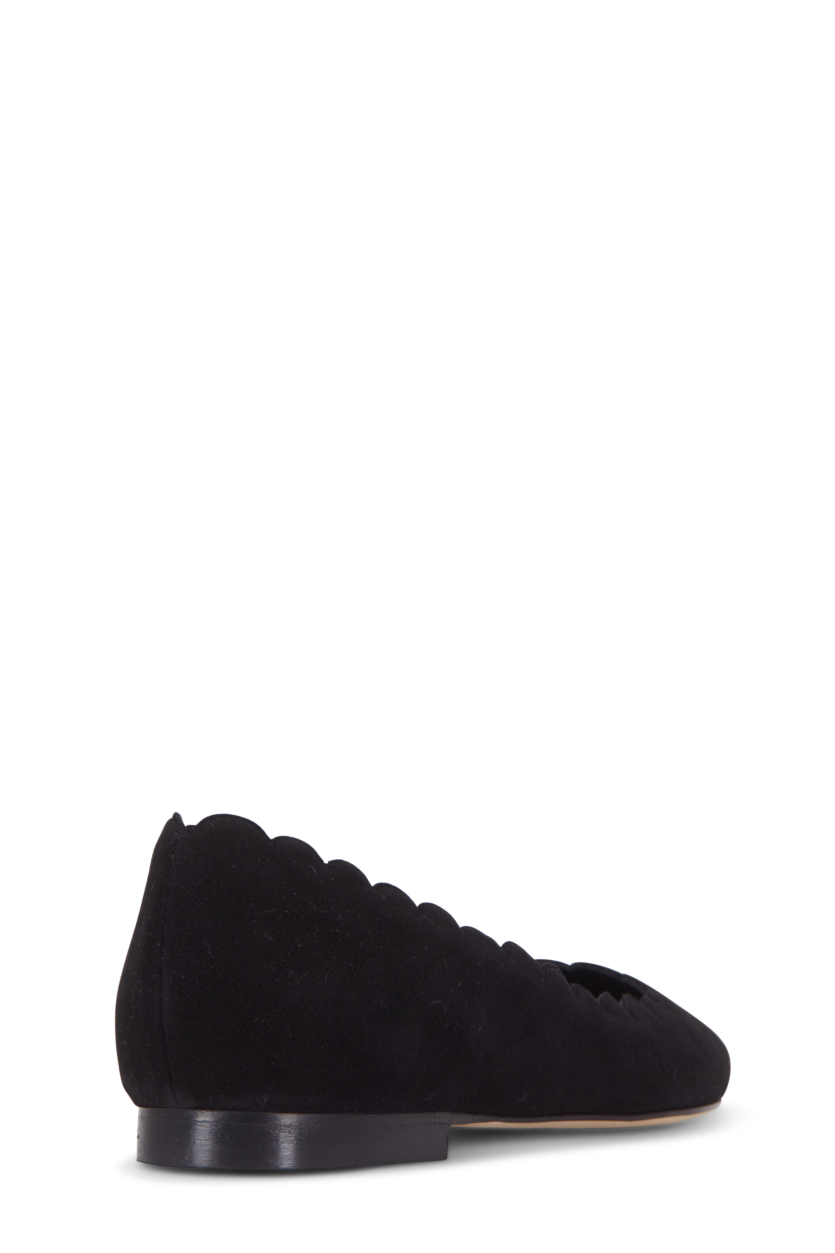 Manolo Blahnik - Srila Black Suede Scallop Flat