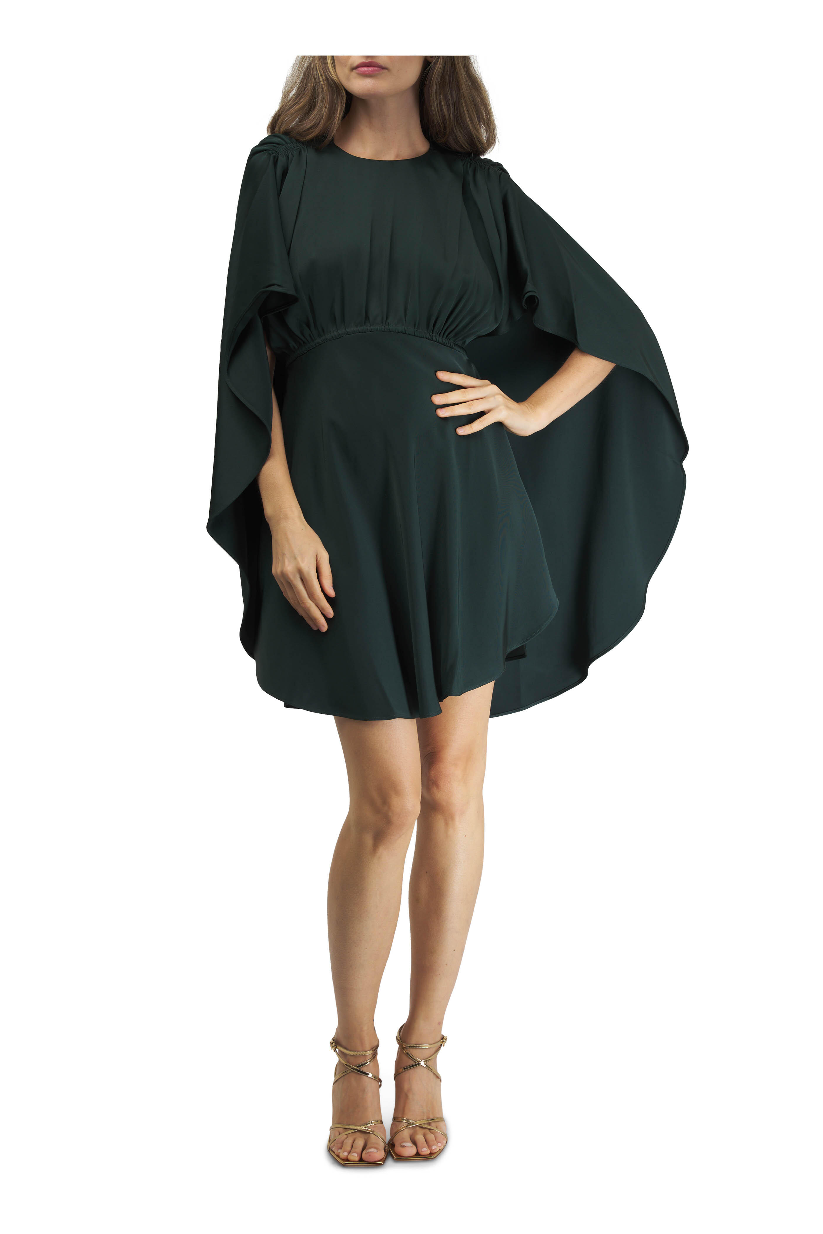 Zimmermann - Eden Bottle Green Cascading Mini Dress