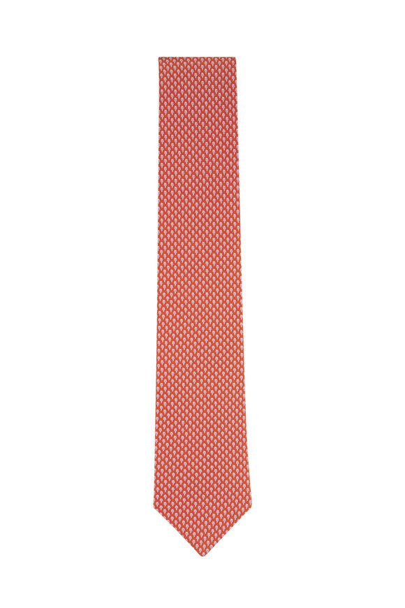 Ferragamo - Purple Hummingbird Print Silk Necktie