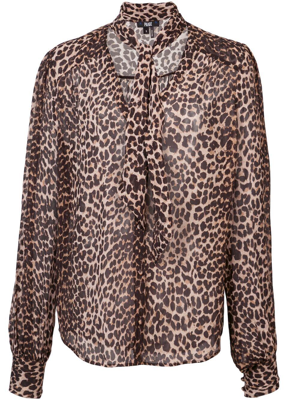 Paige - Cleobella Brown & Tan Silk Leopard Printed Blouse