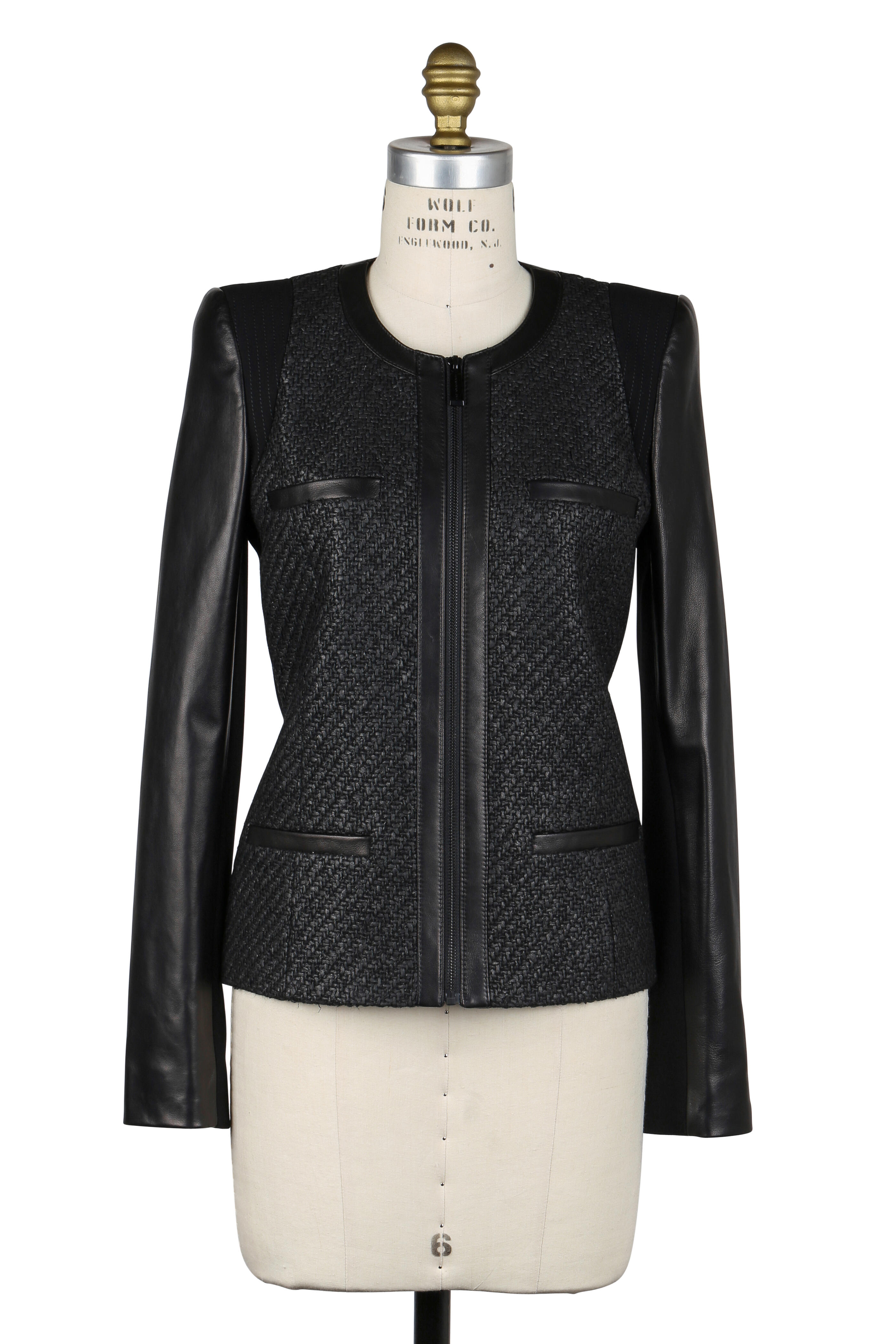 Barbara Bui - Black Bouclé & Leather Jacket