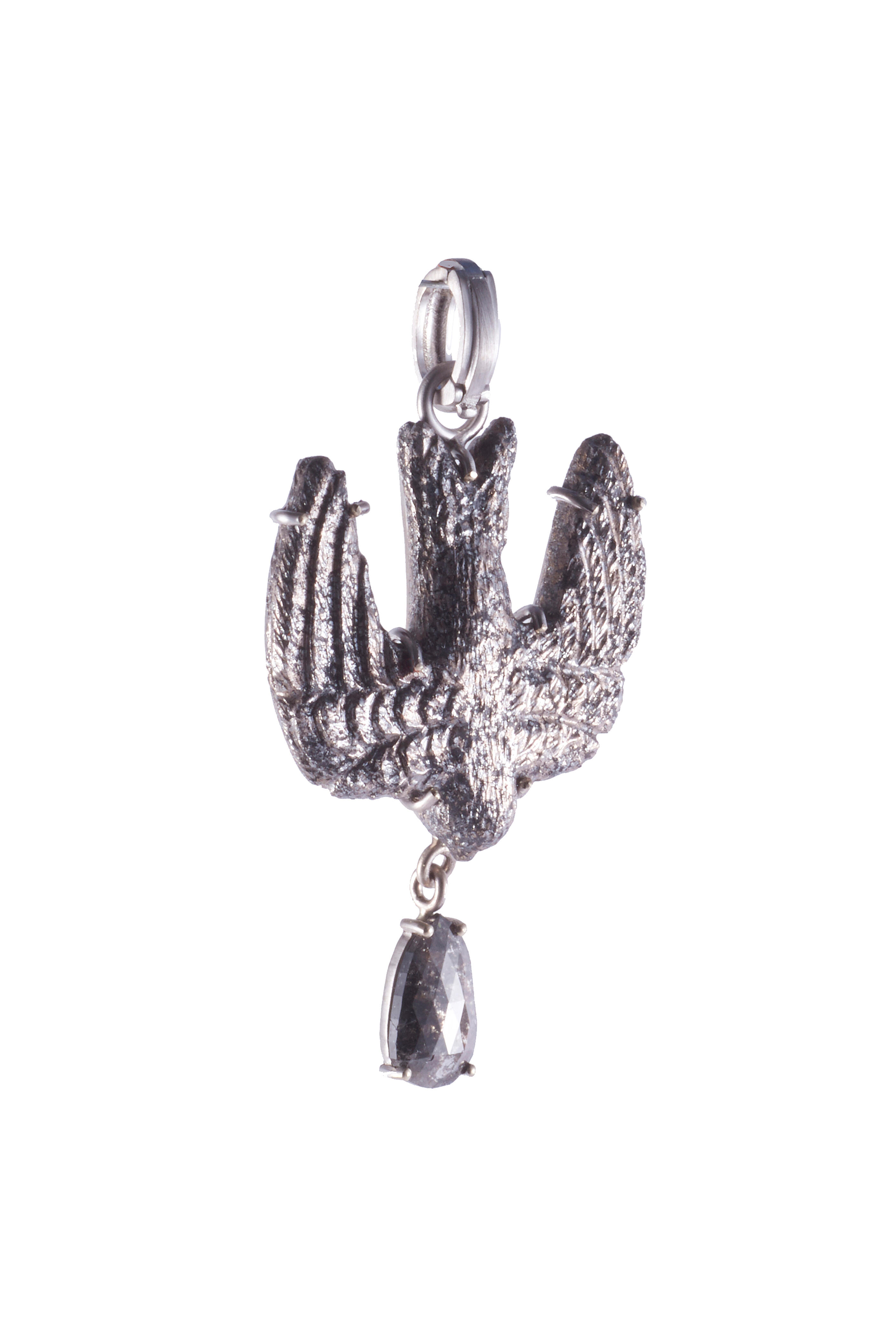 Sylva & Cie - Silver Calcite Swallow Pendant - view 1
