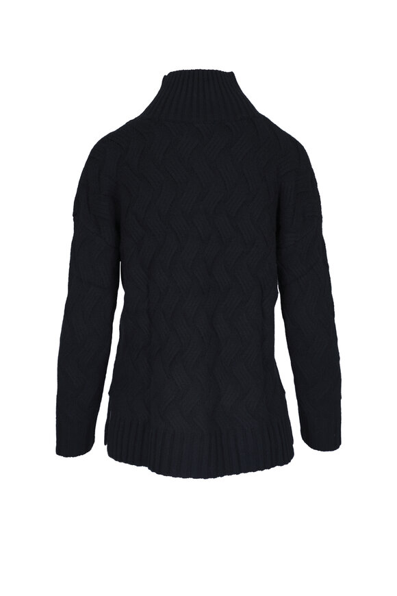 Kinross - Luxe Black Cashmere Cable Knit Sweater