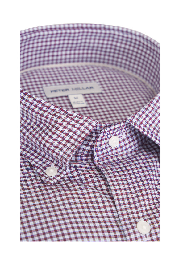 Peter Millar Gregory Crown Lite Burgundy Check Sport Shirt - view 2
