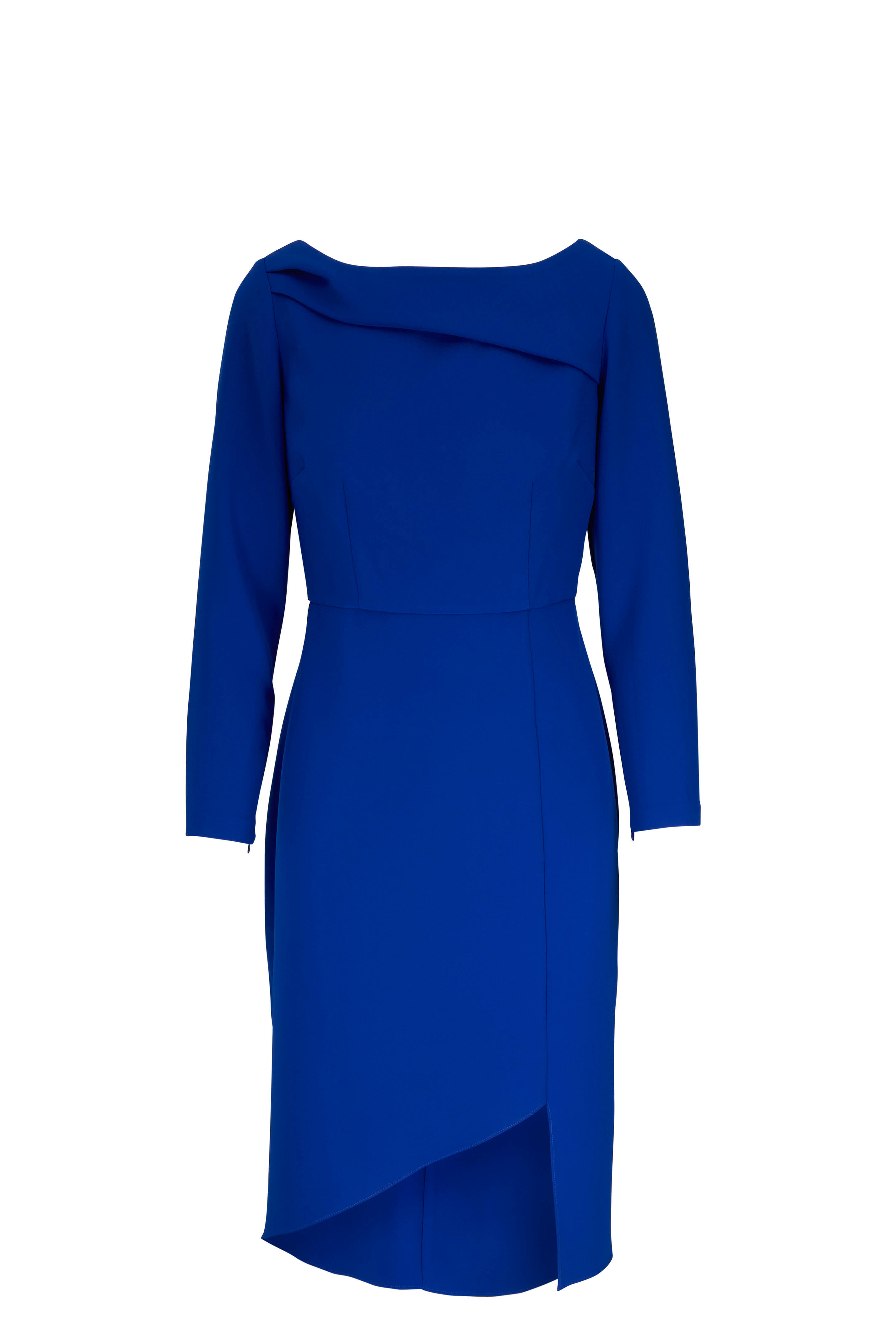 blue dress for baby girl Blue Long Sleeves Bodycon Midi Dress with Long back zipper – Zurchi Luxury