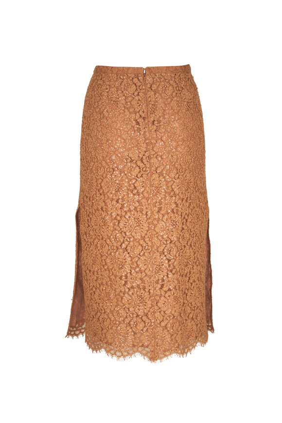 Michael Kors Collection - Suntan Sequined Lace Midi Skirt 
