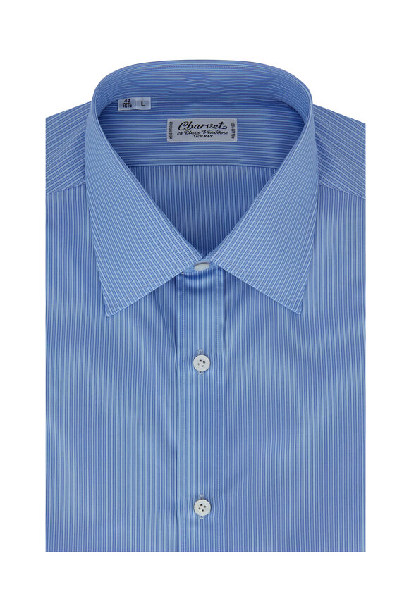 Charvet - Medium Blue Tonal Striped Dress Shirt