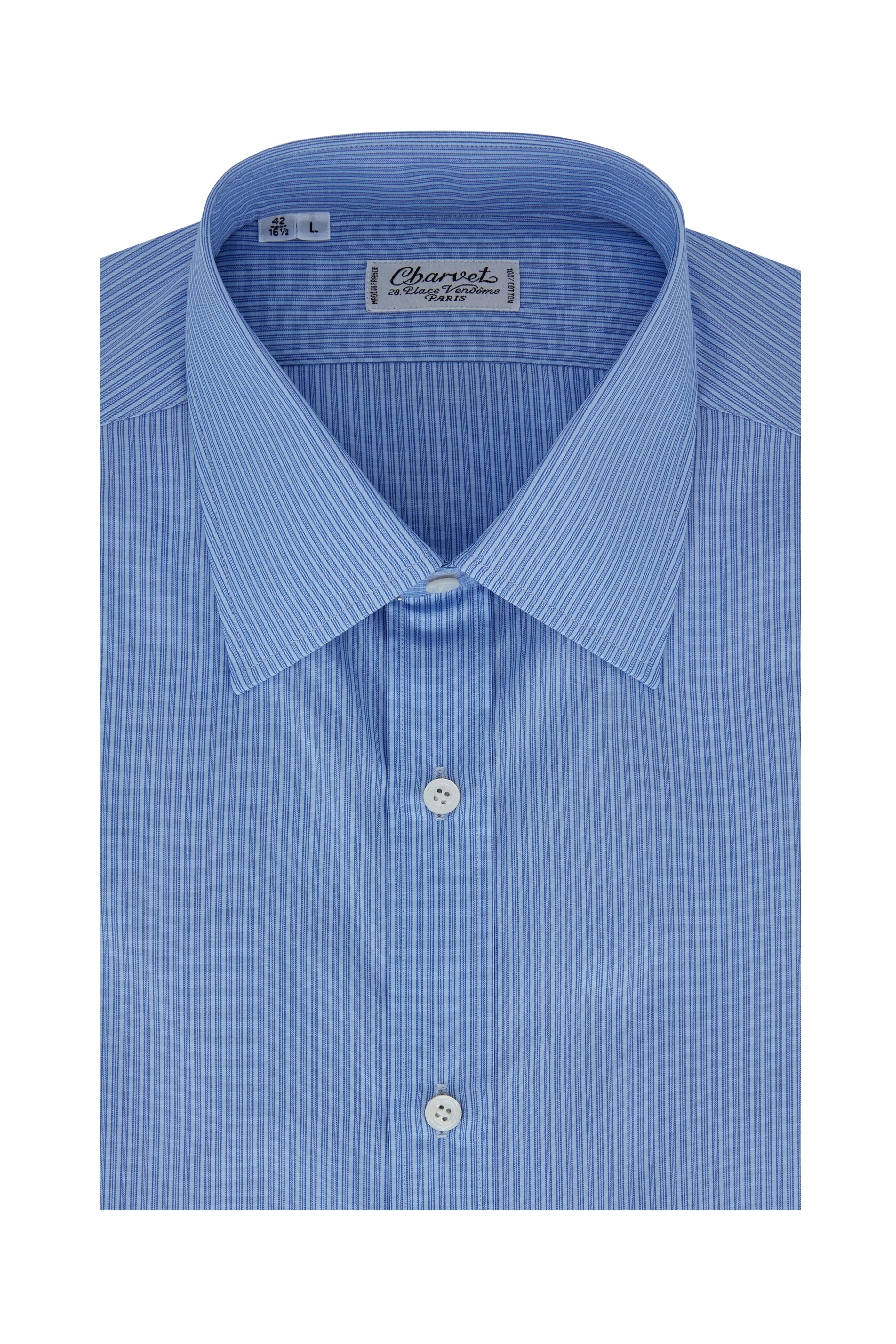 charvet dress shirts Charvet Men's Cotton Point-Collar Dress Shirt, Blue, Men's, 16.5