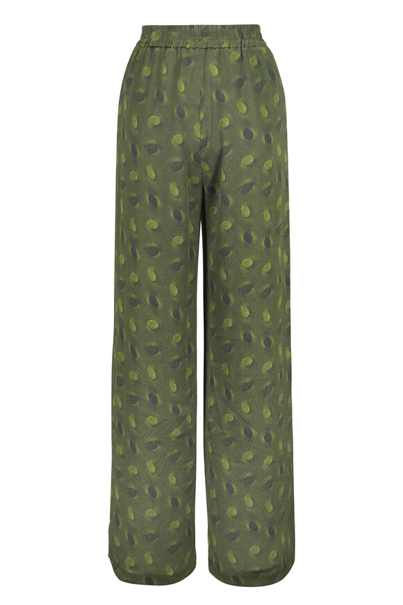 Odeeh Dark Olive Mini Oval Print Silk Pant - view 4