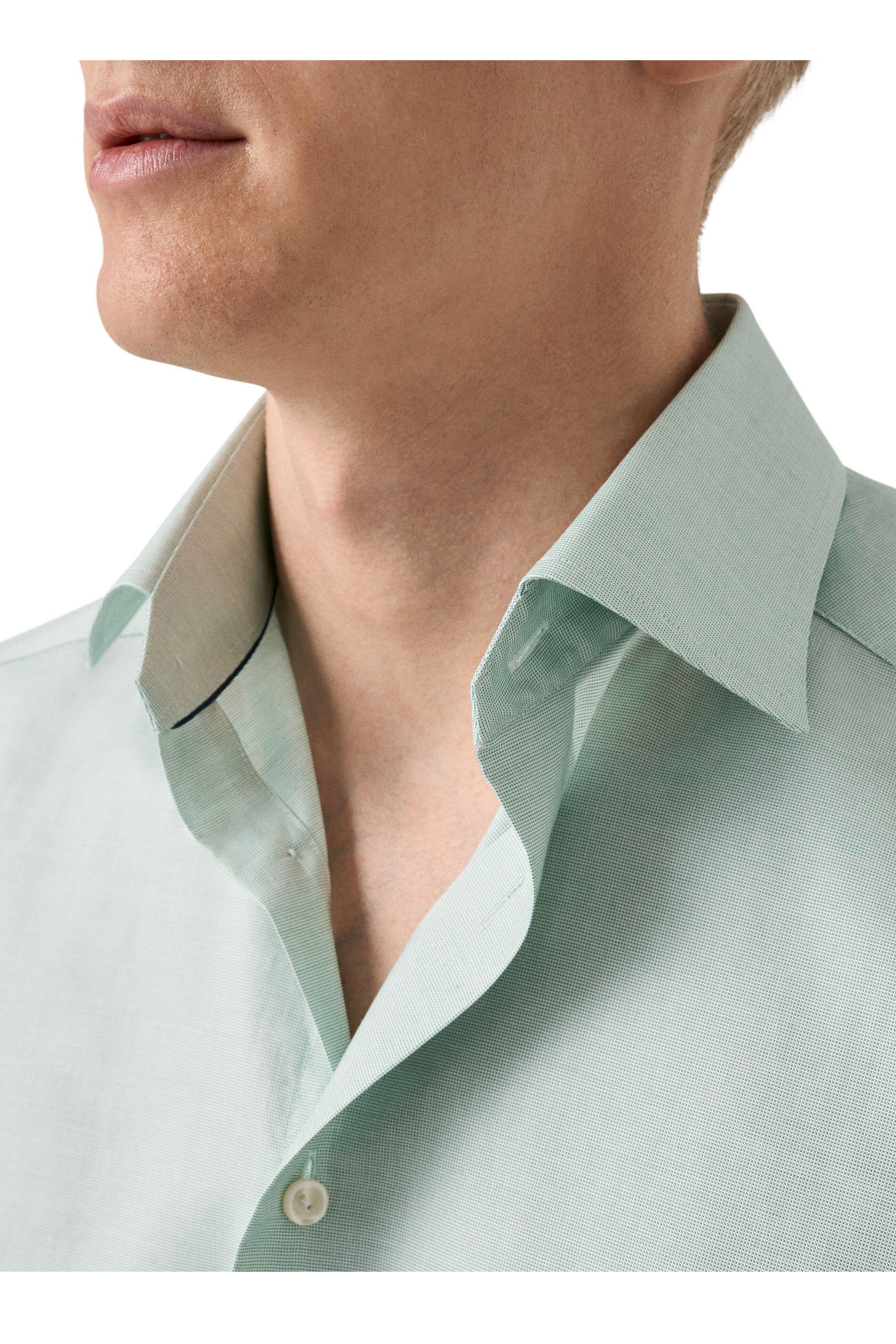 Eton - Solid Mint Cotton Dress Shirt - view 4