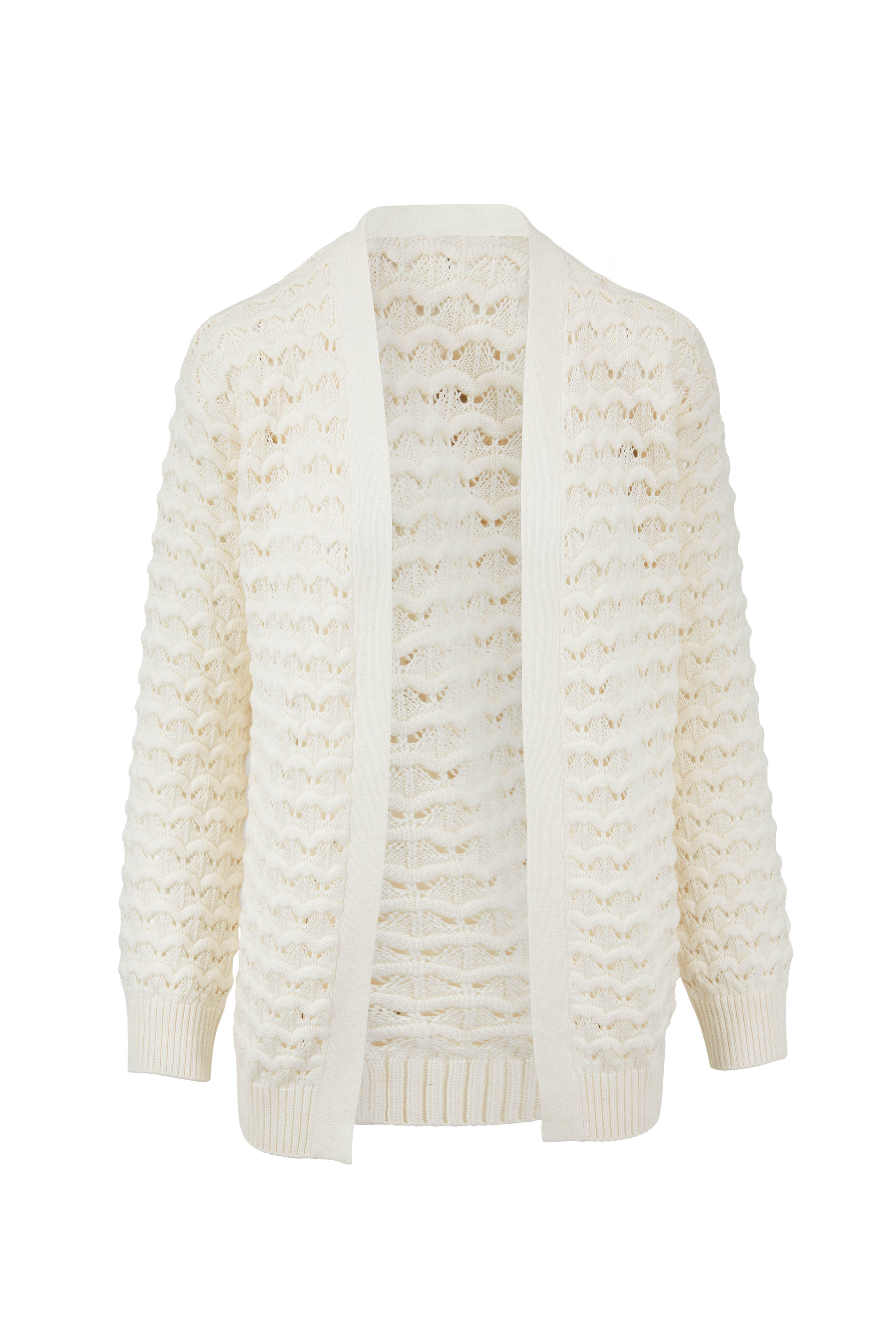 Loro Piana - Lindos Off-White Open Weave Open Front Cardigan