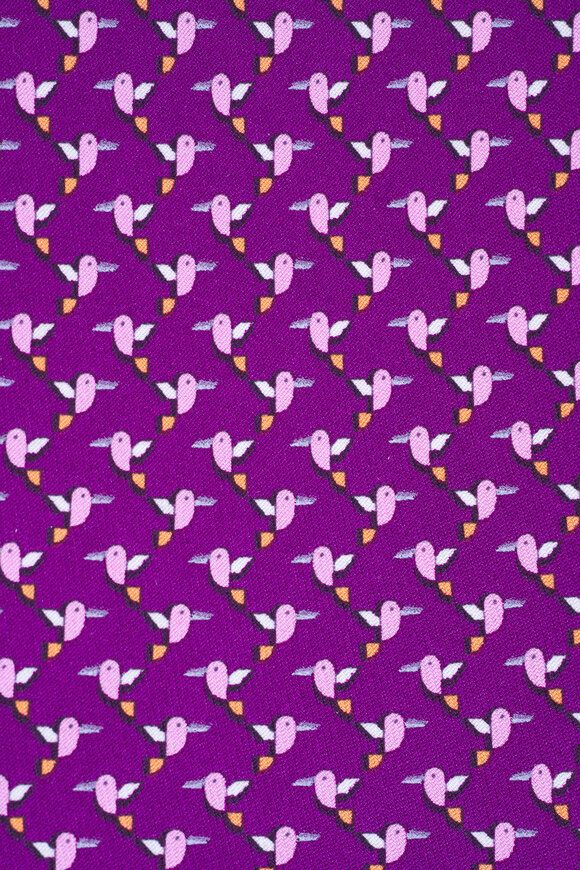 Ferragamo - Purple Hummingbird Print Silk Necktie