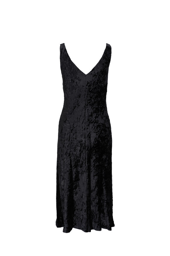 Vince - Luxe Black Textured Velvet Slip Dress