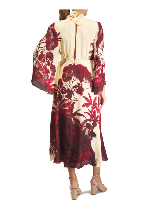 Johanna Ortiz - Maiden Voyage Ecru & Red Midi Dress