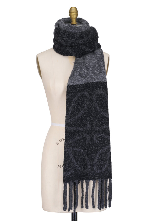 Loewe Dark Gray & Black Anagram Scarf