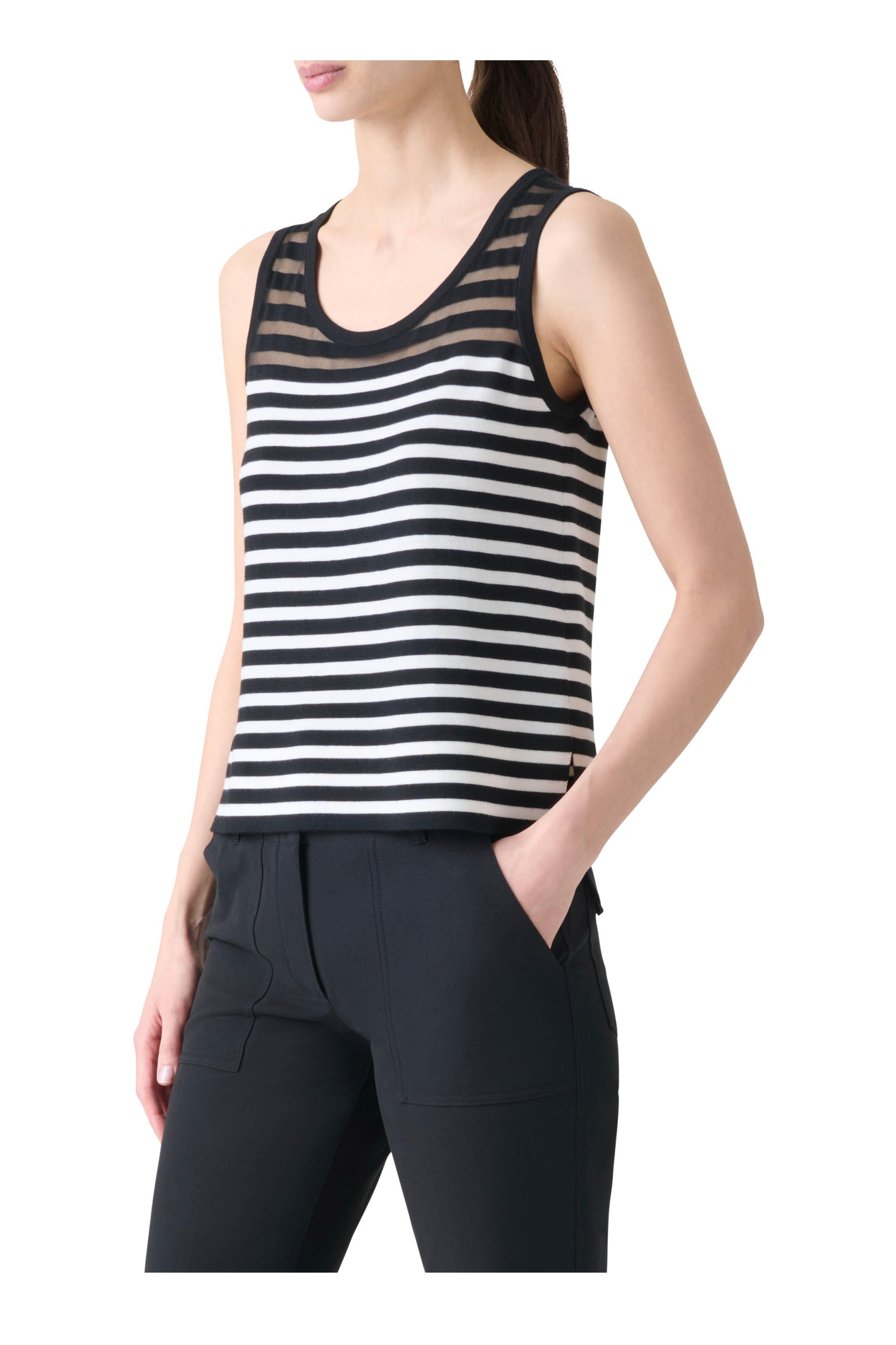 Akris Punto - Black & Cream Kodak Stripe Knit Top