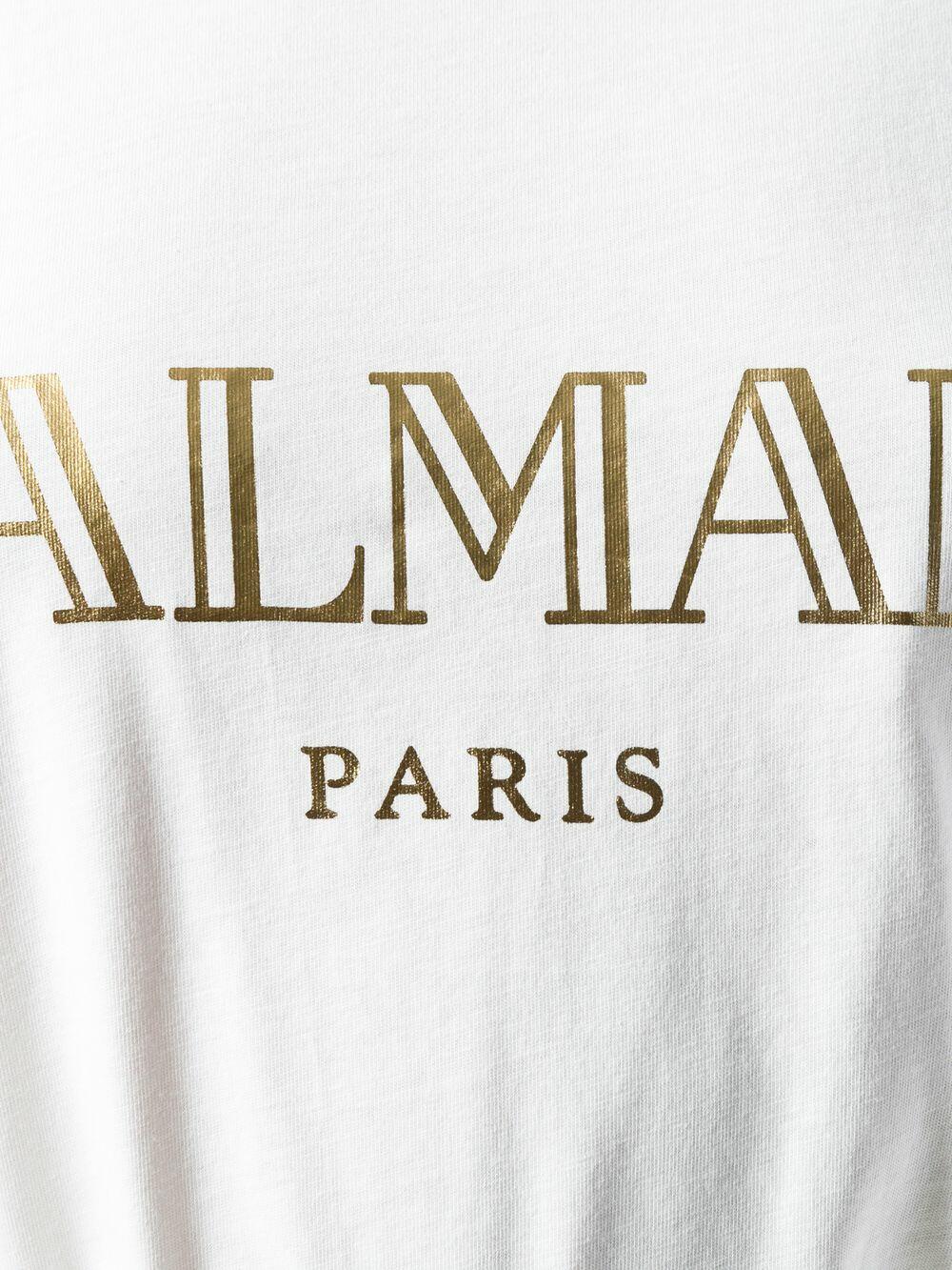 Balmain - White Foil Logo Shoulder Button T-Shirt