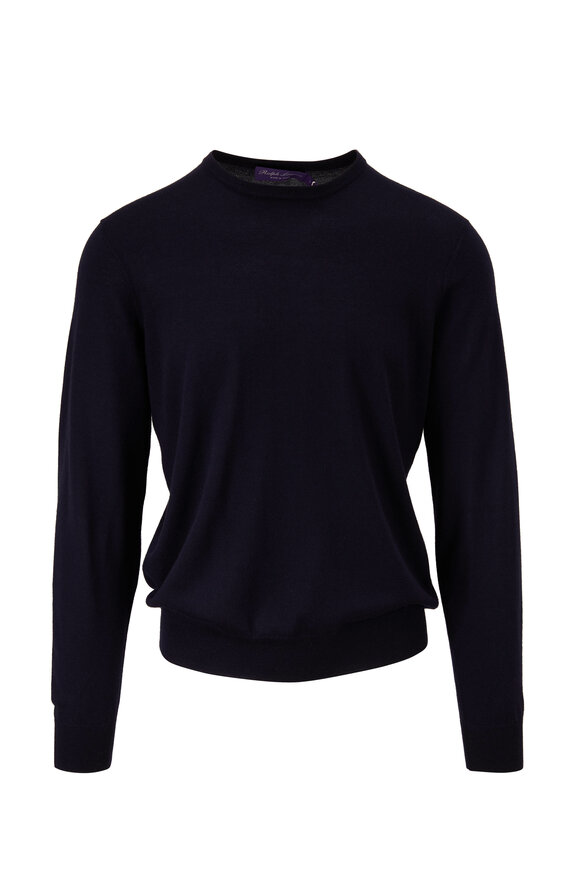 Ralph Lauren Purple Label - Navy Fine Knit Cashmere Crewneck Pullover 