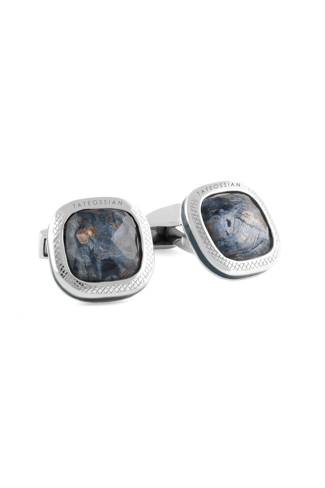 Tateossian - Blue Sapphire & Mother of Pearl Button Cufflinks Tateossian - Blue Sapphire & Mother of Pearl Button Cufflinks