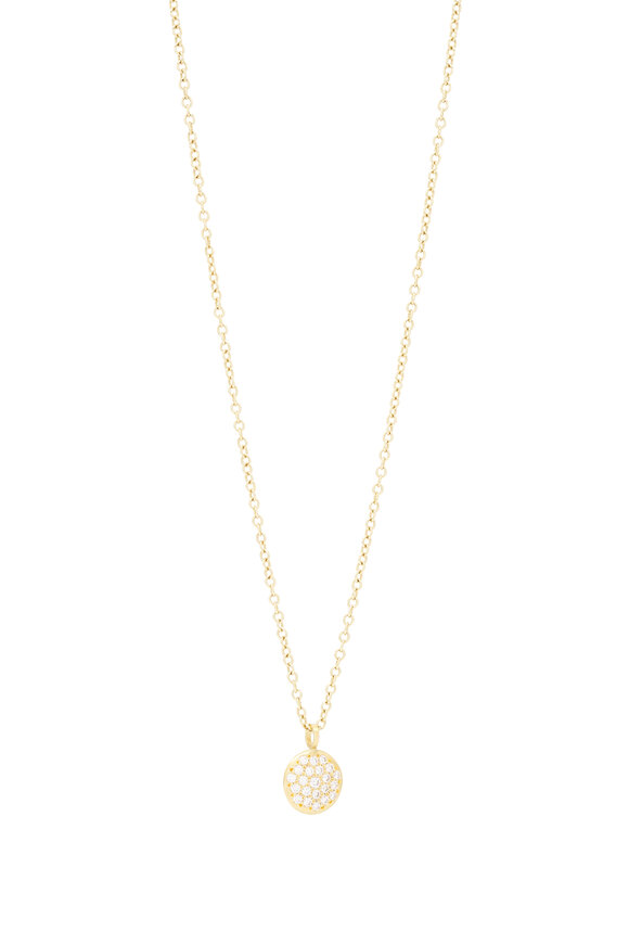 Caroline Ellen 20k Yellow Gold Medium Lentil Pendant Necklace - view 1
