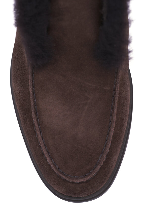 Santoni Fortune Dark Brown Suede Loafer - view 5