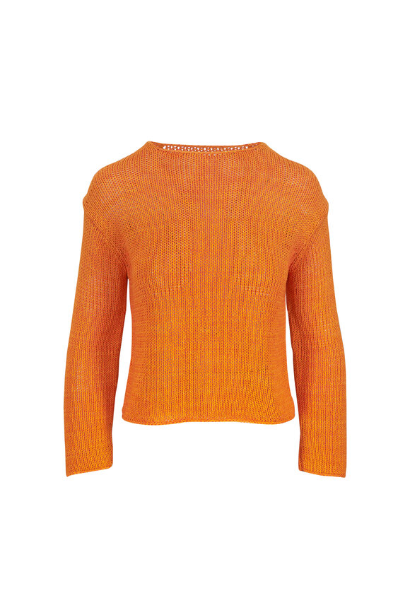 Vince Tangerine Coated Open Knit Sweater