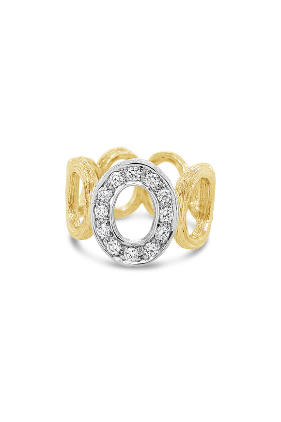 Aaron Henry 18k Gold Link Olive Branch Diamond Band