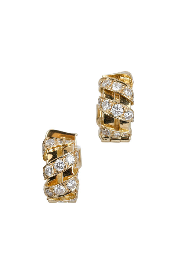 Paul Morelli - 18K Yellow Gold Pavé Diamond Noveau Hoops