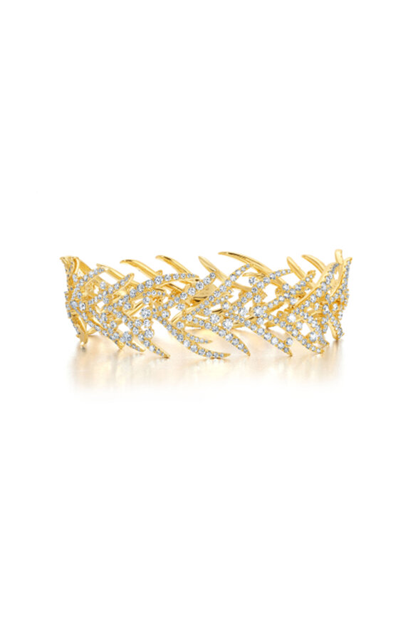 Graziela Gems 18k Yellow Gold Diamond Folha Bracelet