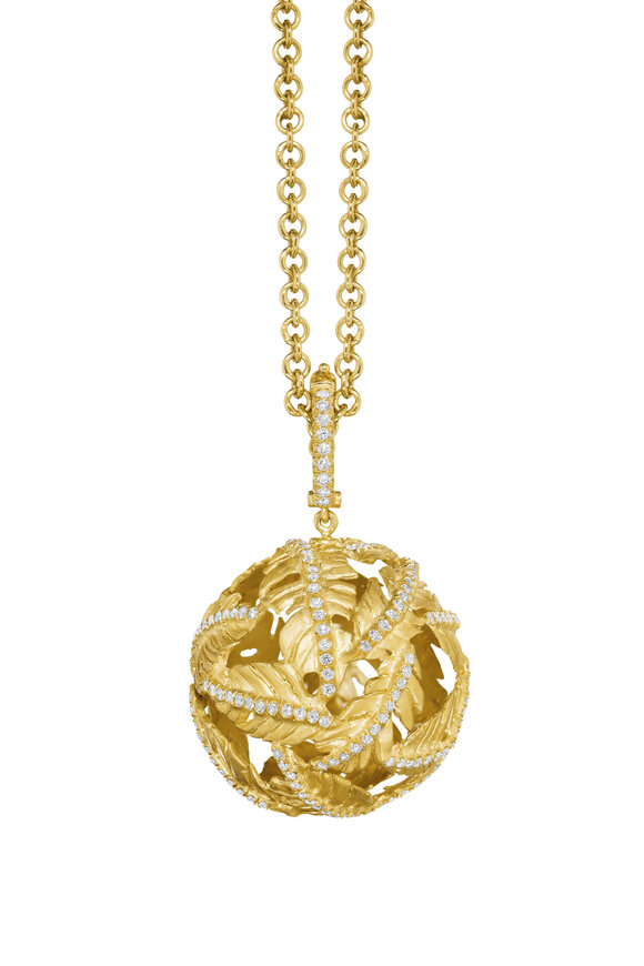 Susan Gordon Jewelry Leaf Spinning Globe Pendant Necklace