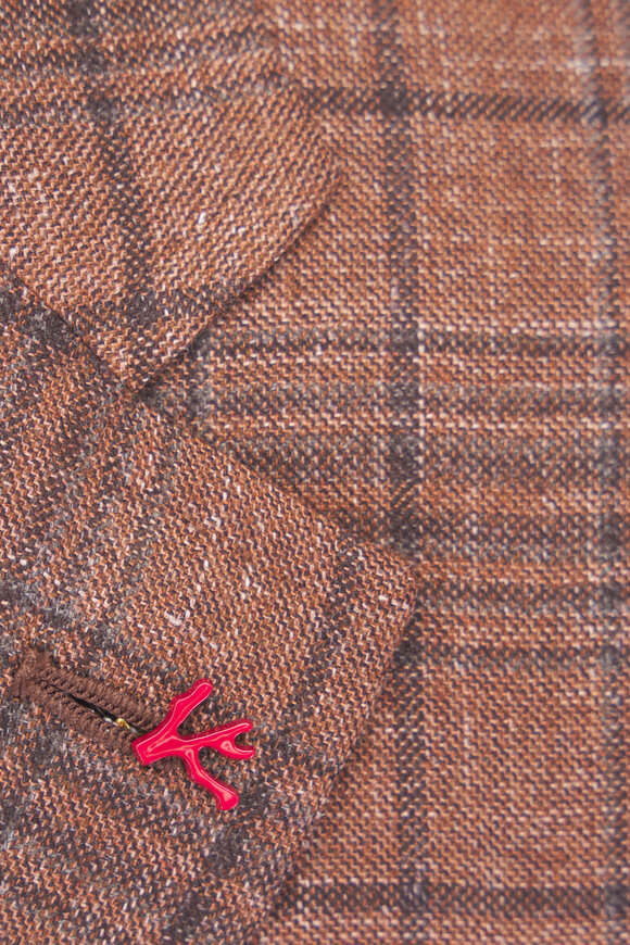 Isaia Burnt Orange Plaid Sportcoat - view 5