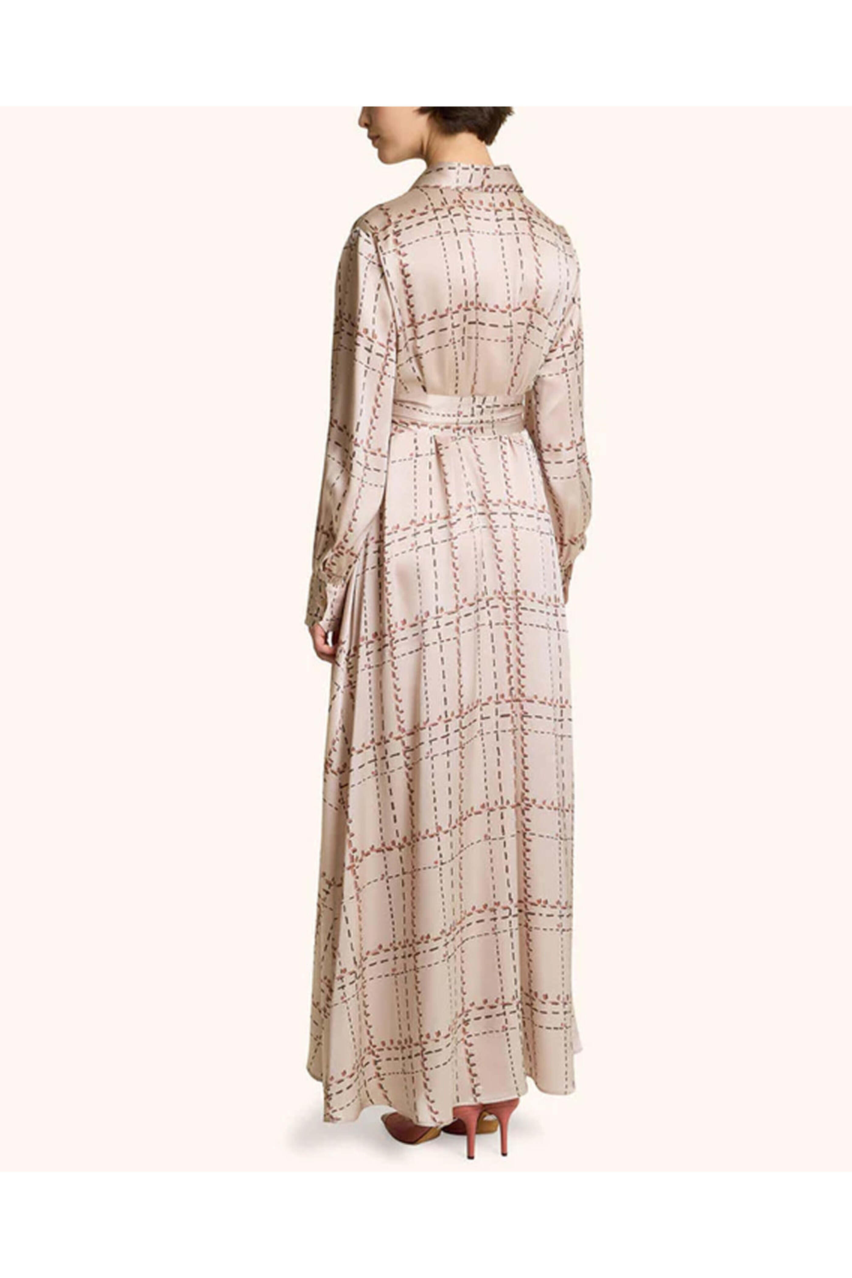 Kiton - Powder Pink Windowpane Check Maxi Dress | Mitchell