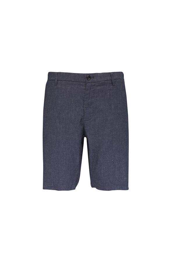 Deke Oasis Indigo Linen & Cotton Bermuda Shorts