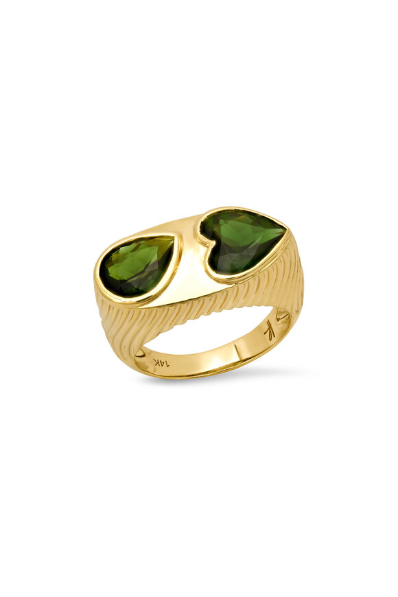 Helena Rose 14k Yellow Gold Petite Tourmaline Ripple Ring