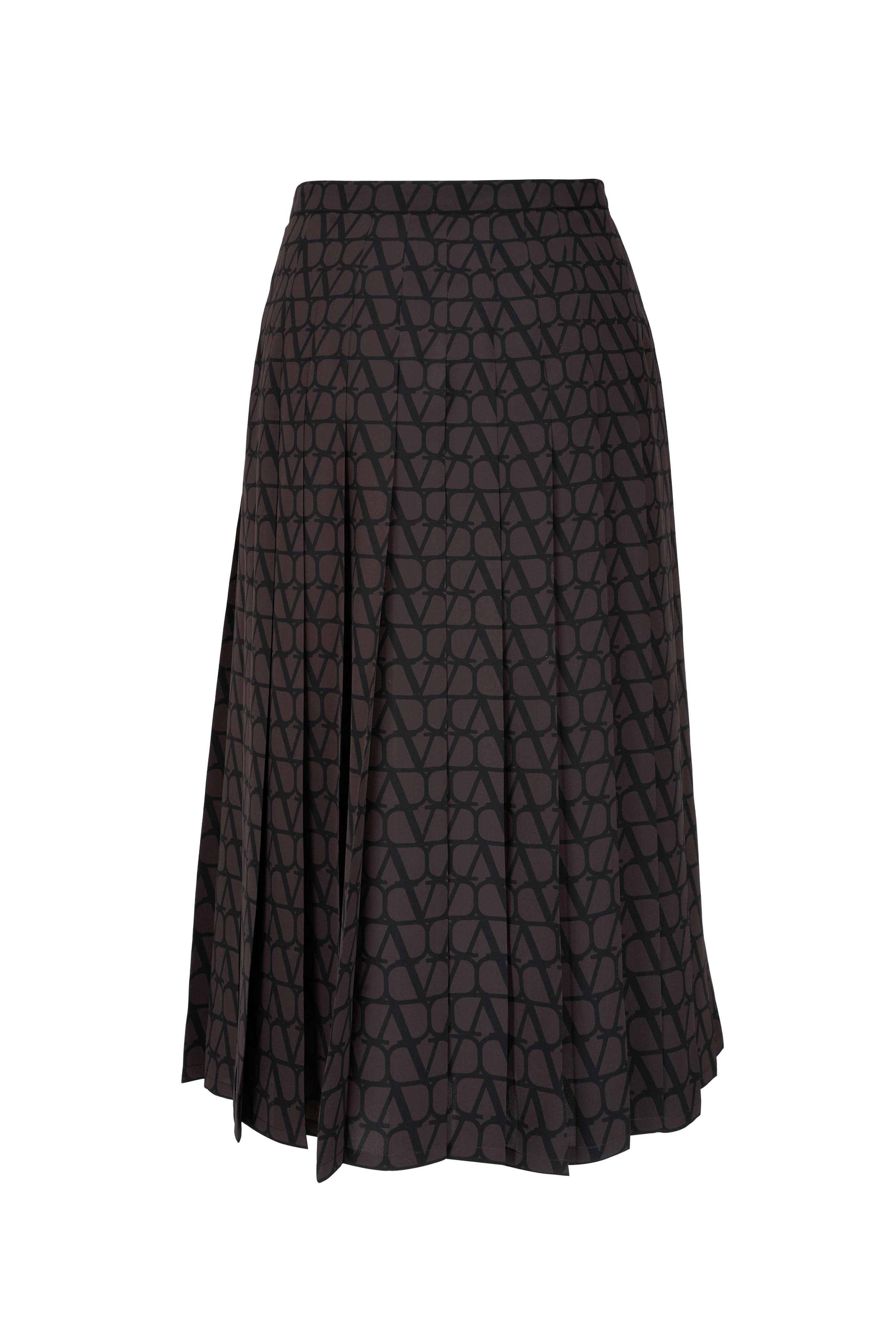 Valentino - Brown & Black VLogo Silk Skirt | Mitchell Stores