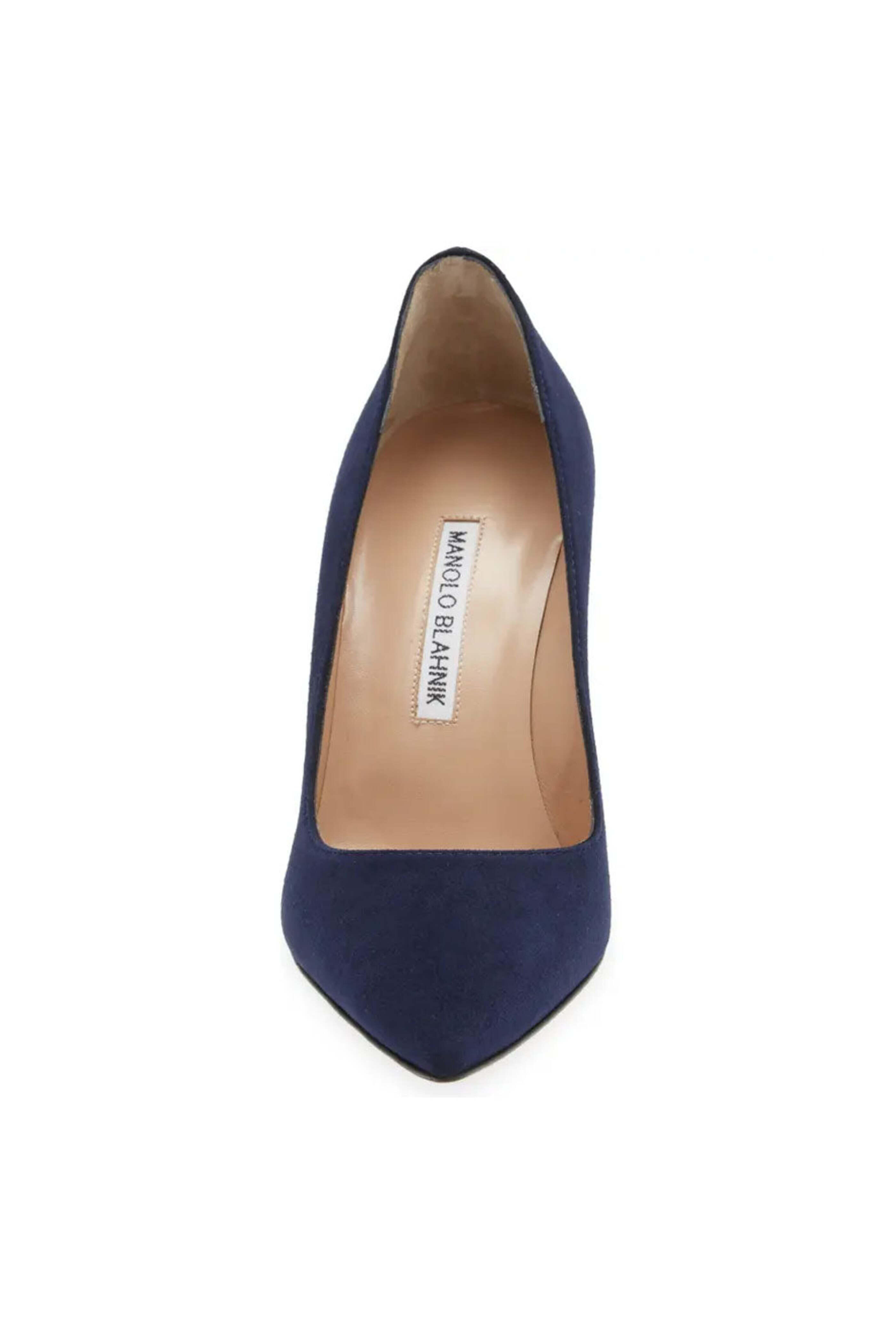 Manolo Blahnik - BB Suede 70 Pump in Navy | Mitchell Stores