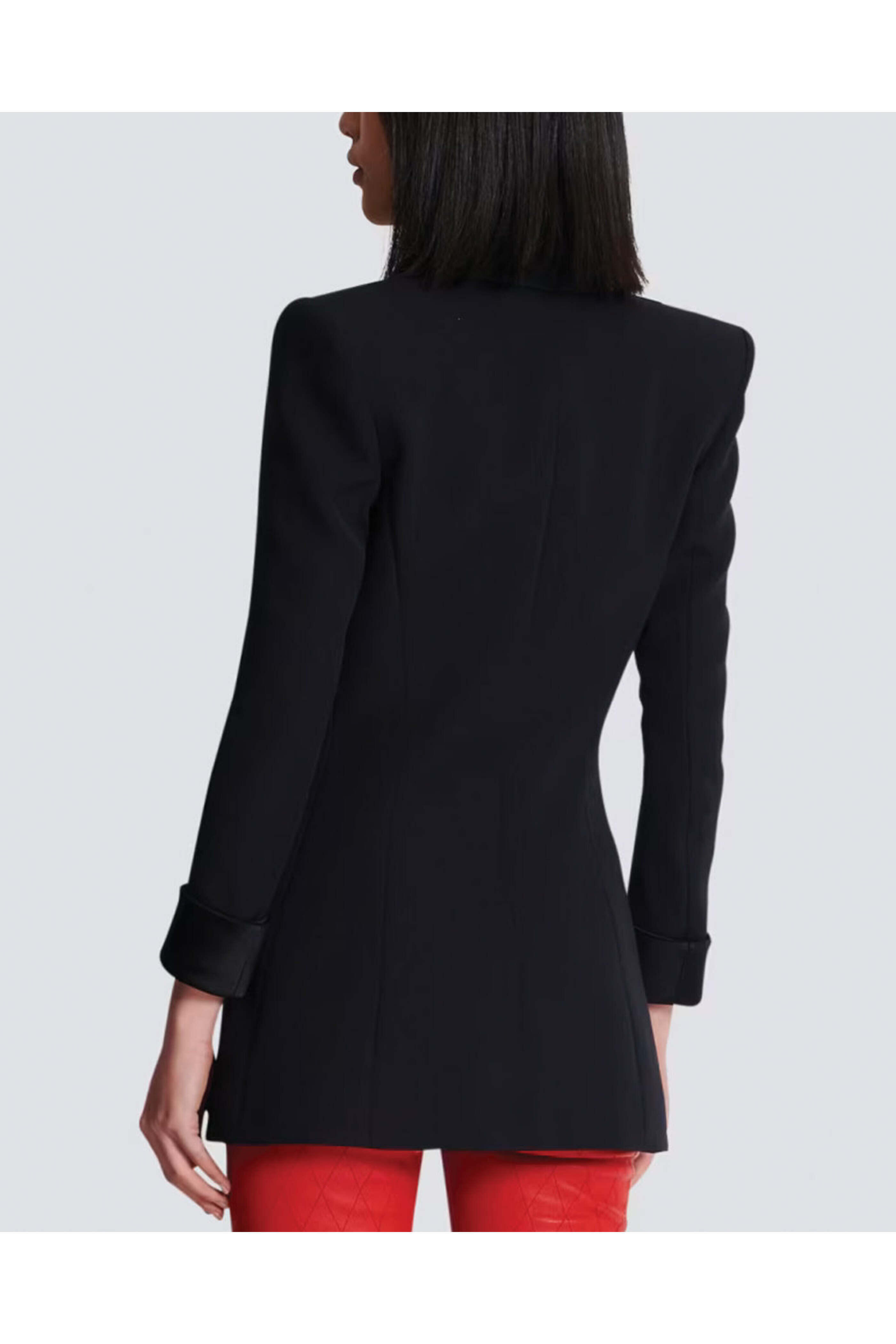 Balmain - Noir Satin Collar Single Button Jacket
